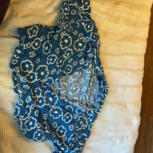 blue with white flowers